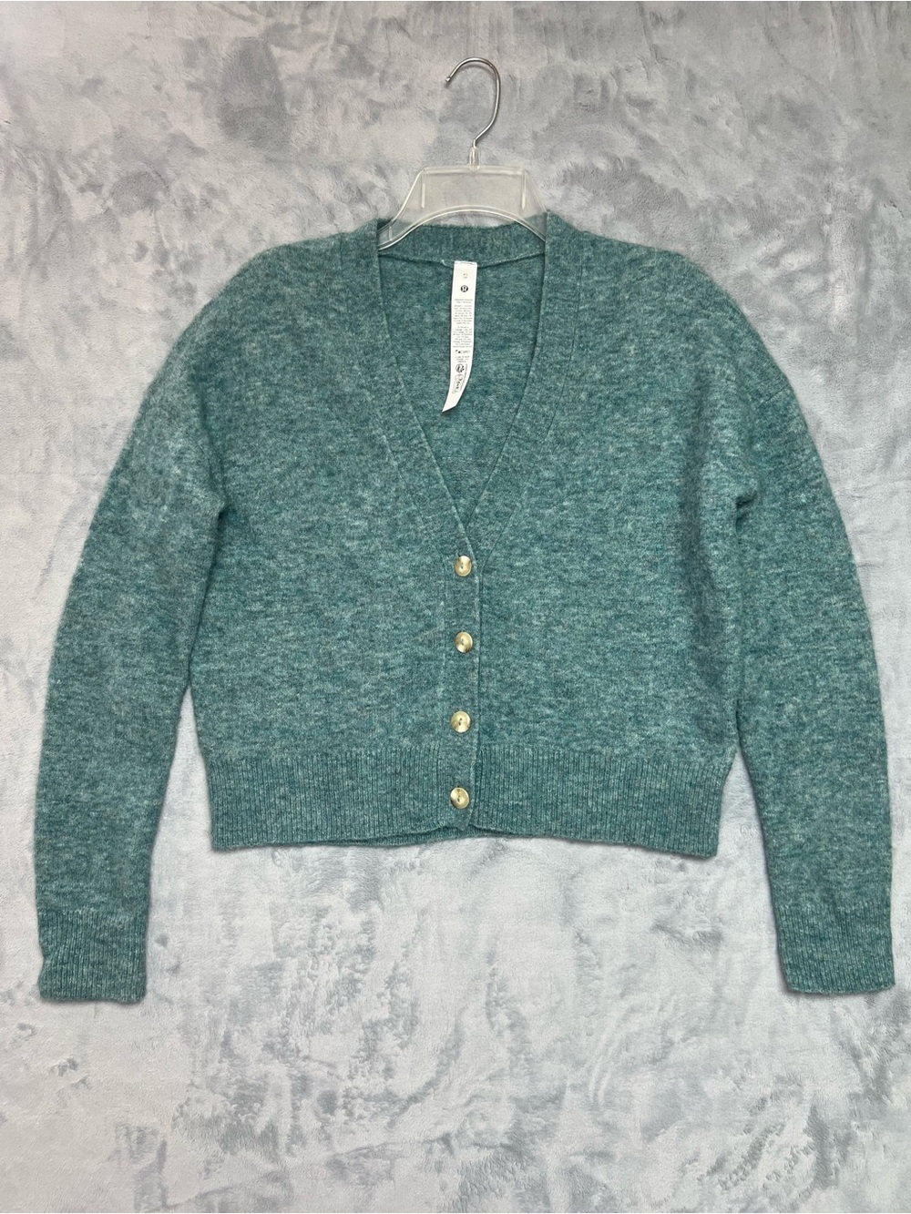 Lululemon Alpaca Wool-Blend Cardigan Sweater Glacier Lake Green XS LW3HQWS